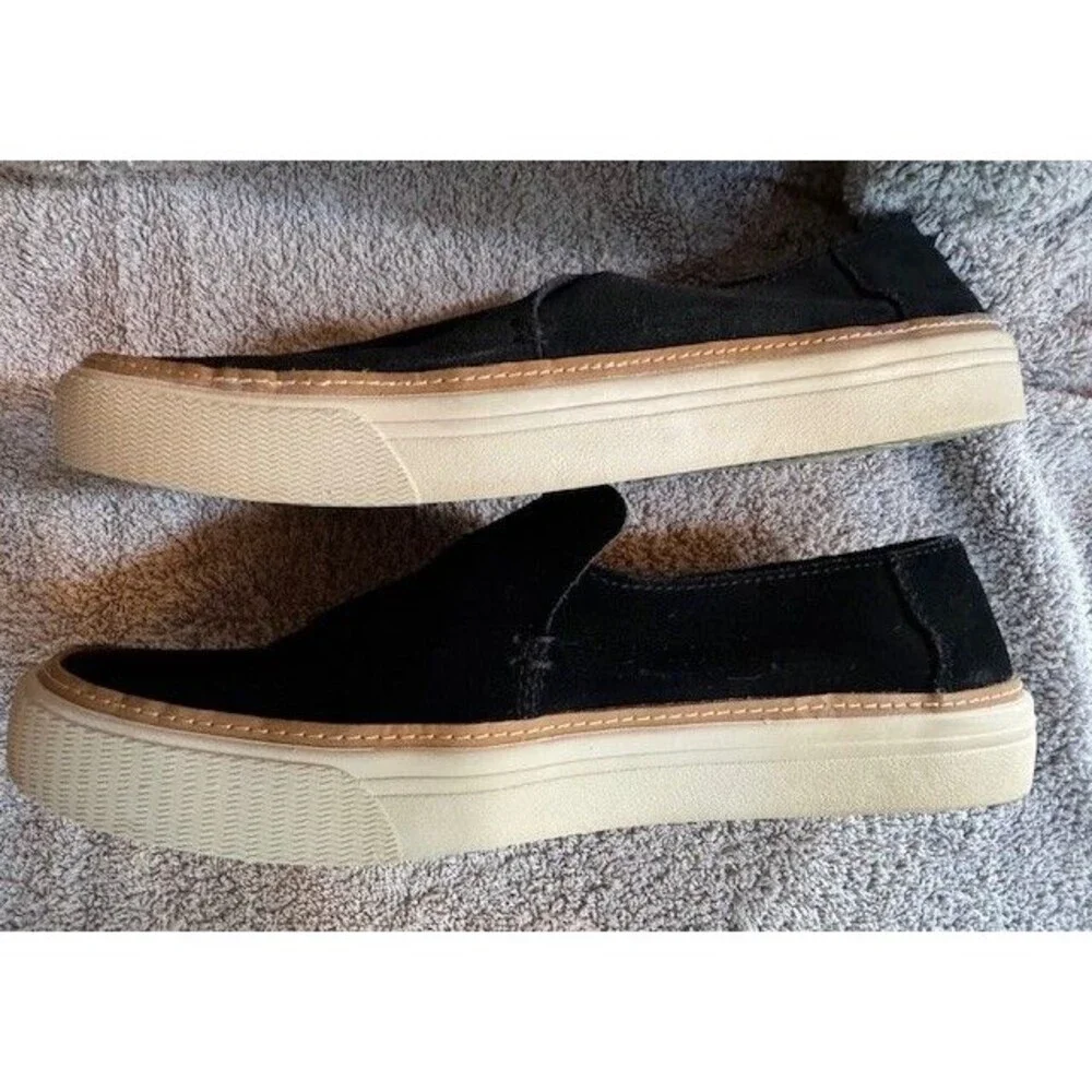 TOMS Sunset Women’s Black Loafer‎ Suede Leather Slip On Comfort Shoes Size 9.5